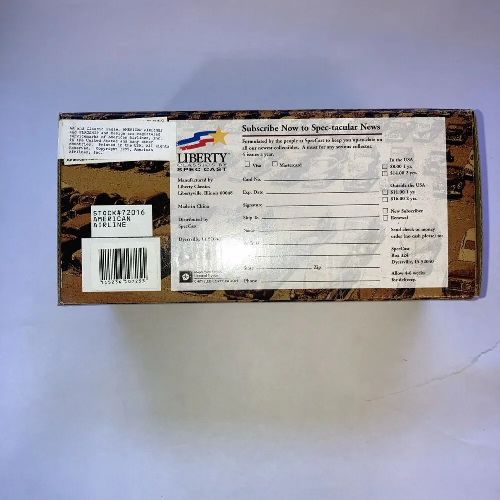 American Airlines LIBERTY CLASSICS 1936 DODGE TANKER TRUCK 1:28 SPECCAST DIECAST